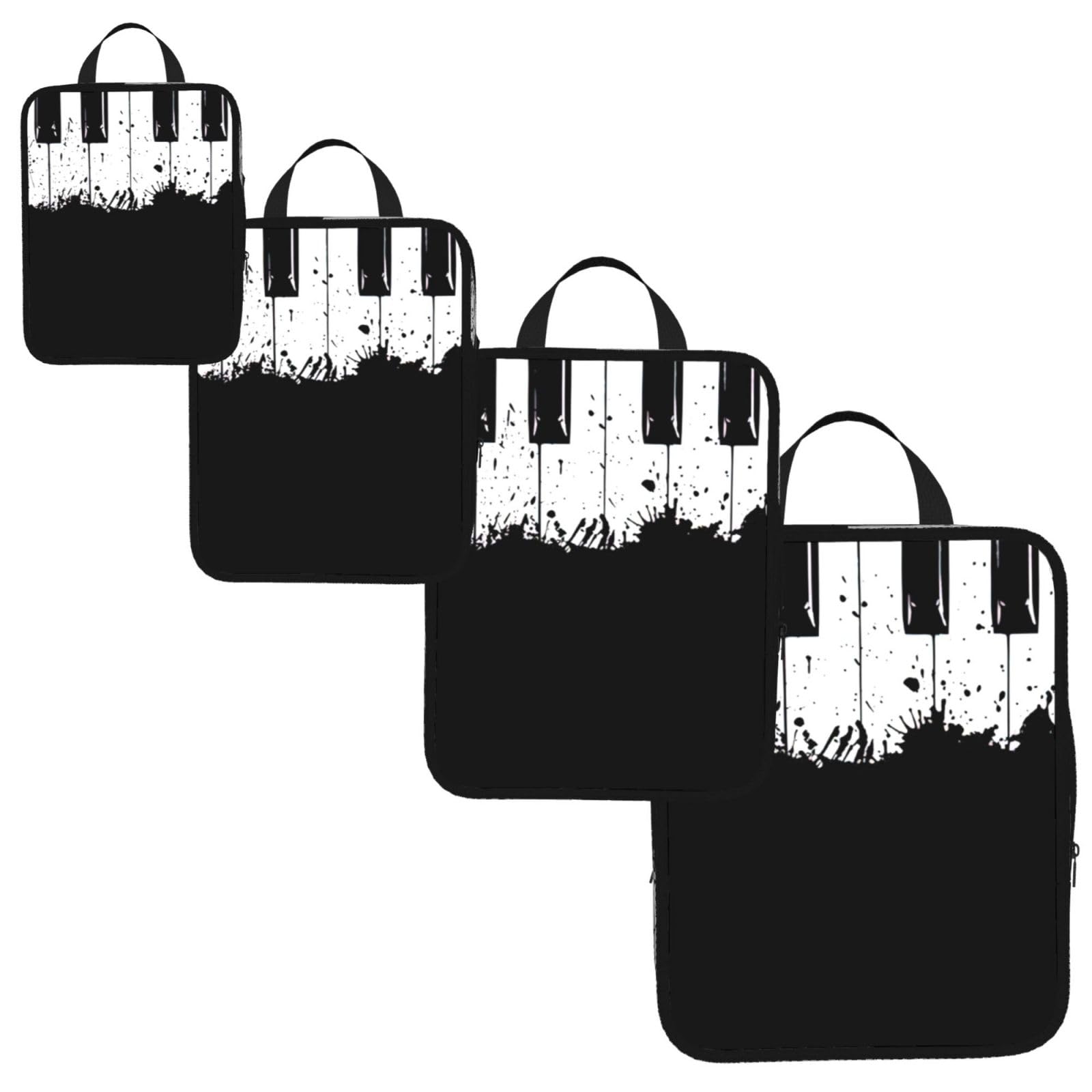 Piano Print 4 Set Compression Packing Cubes for Suitcases,Expandable Storage Bag Organizers