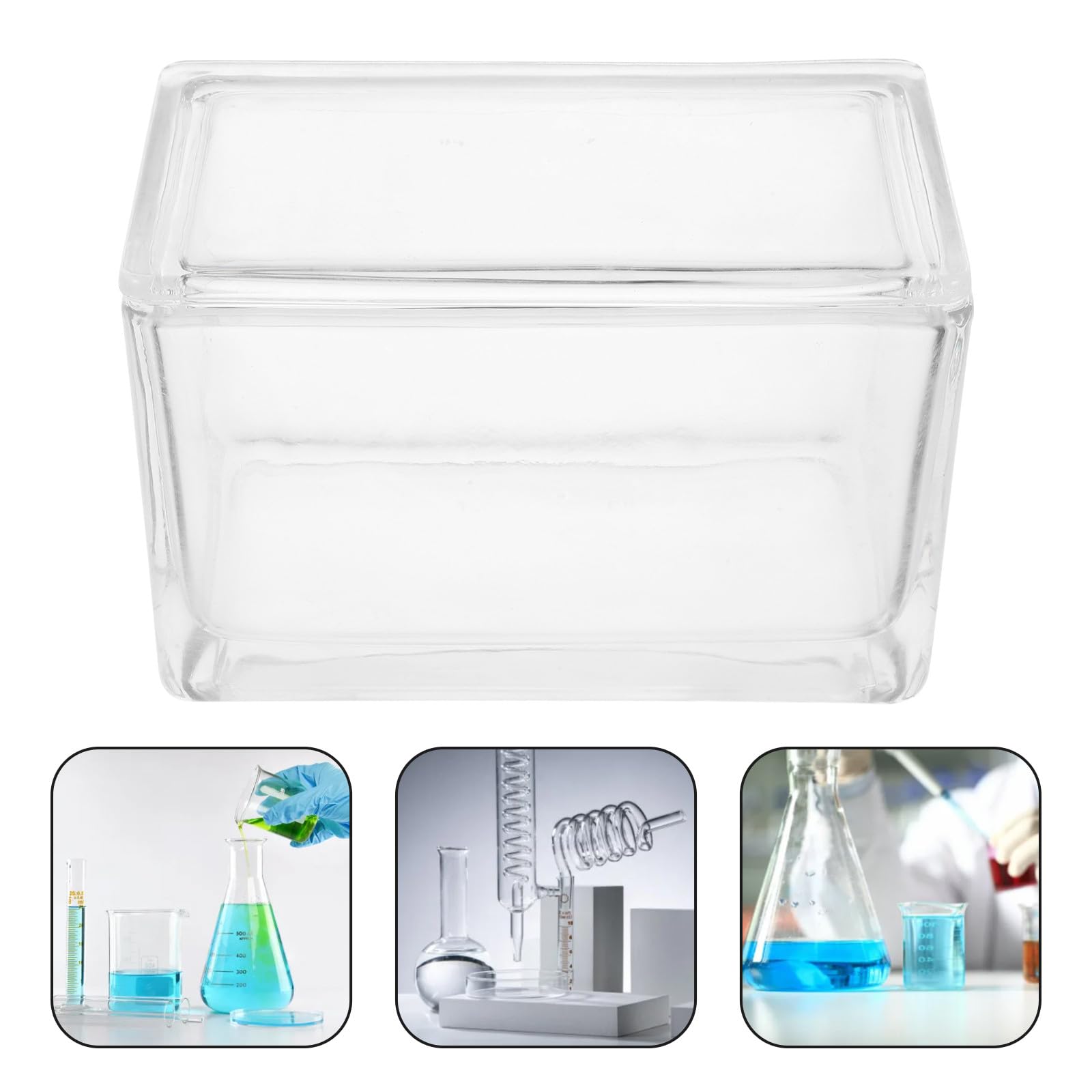 VALICLUD Estuche para Tinción de Vidrio con Capacidad para 60 Portaobjetos, Accesorios para Microscopios, Estructura Vertical y Horizontal, Material Vidrio, Adecuado para Experimentos