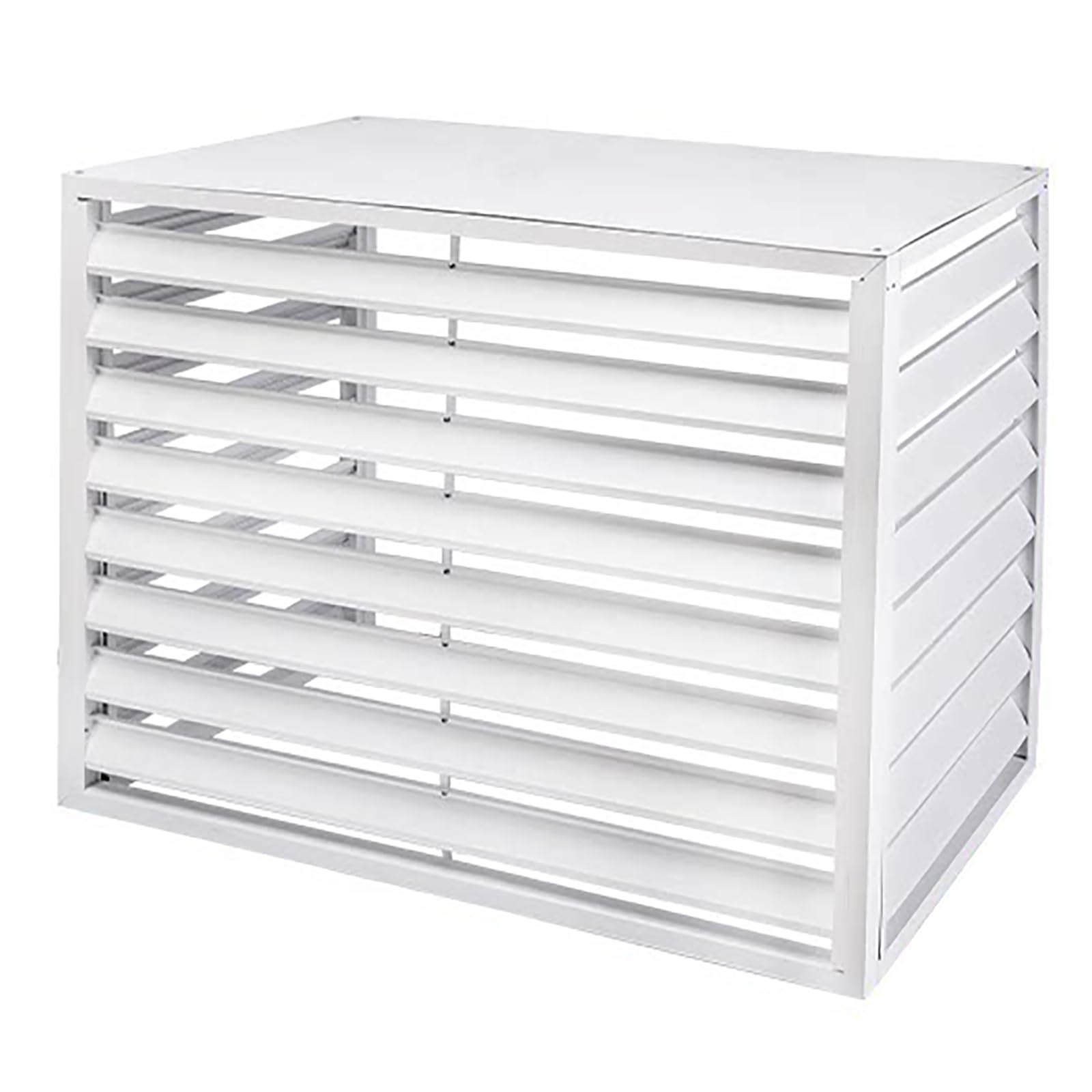 Aluminum Mini-Split Condenser Cover, Outdoor Condenser Protective Cover, Fencing to Hide Air Conditioner,Ideal for Plant Stand and Concealing Ac Unit (4sides-White,100x50x70cm)