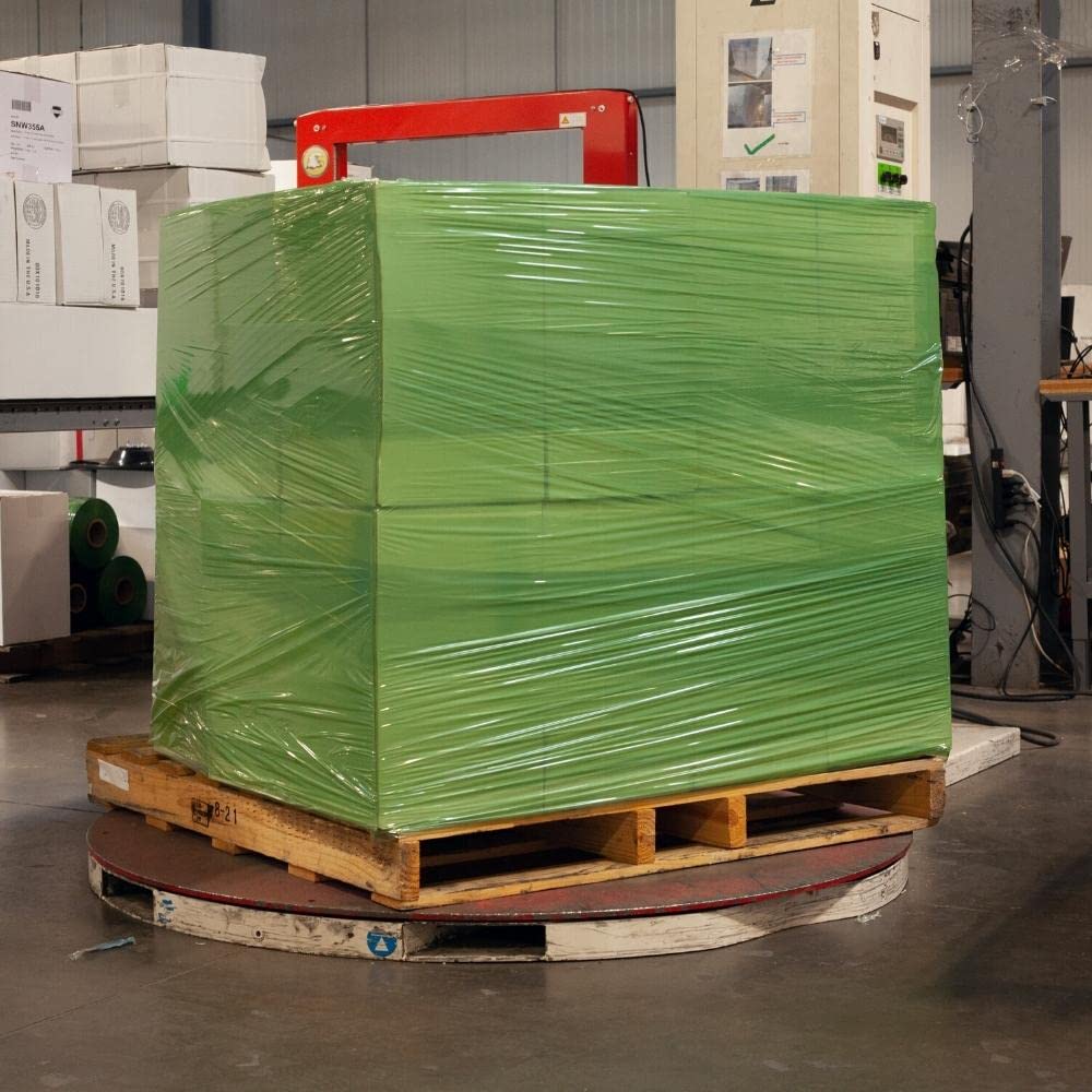 PSBM Lot de 128 rouleaux de film étirable vert foncé, 38,1 cm x 452,4 m, calibre 80, film rétractable de résistance industrielle pour le déménagement, l'emballage et l'expédition