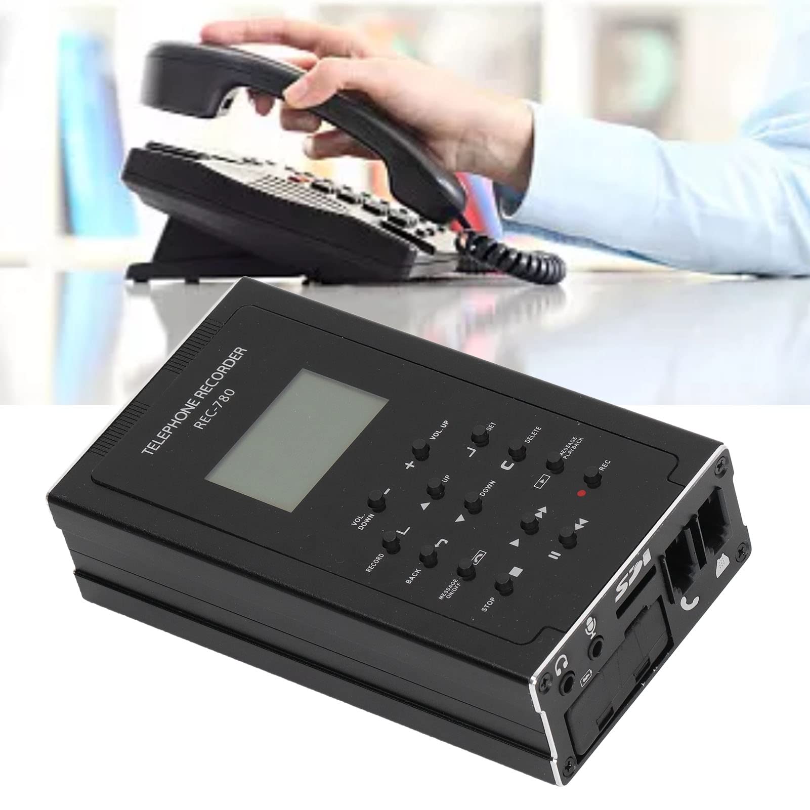 Telefon Stacjonarny Rejestrator Rozmów Telefonicznych, Pamięć 32 GB Automatyczne Urządzenie do Nagrywania Telefonu, Obsługa Automatycznej Sekretarki Typ Telefonu Indukcja Analogowego Telefonu(#2)