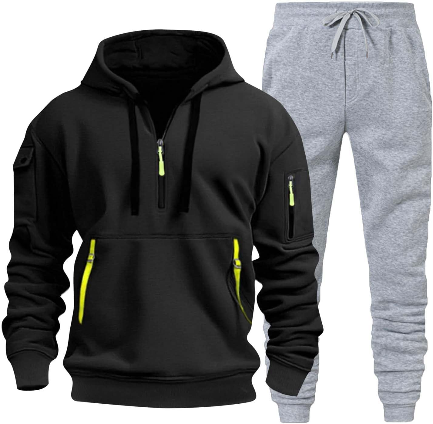 Fxbar Men's 2 Piece Joggers Workout Outfits Hoodie Sweatshirt Tracksuit & Joggers Sweatpants Sweatsuit Set