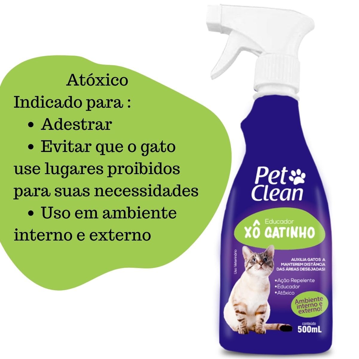 Kit 3 Xô Gatinho Educador Sanitário Repelente de Gatos 500ml Pet