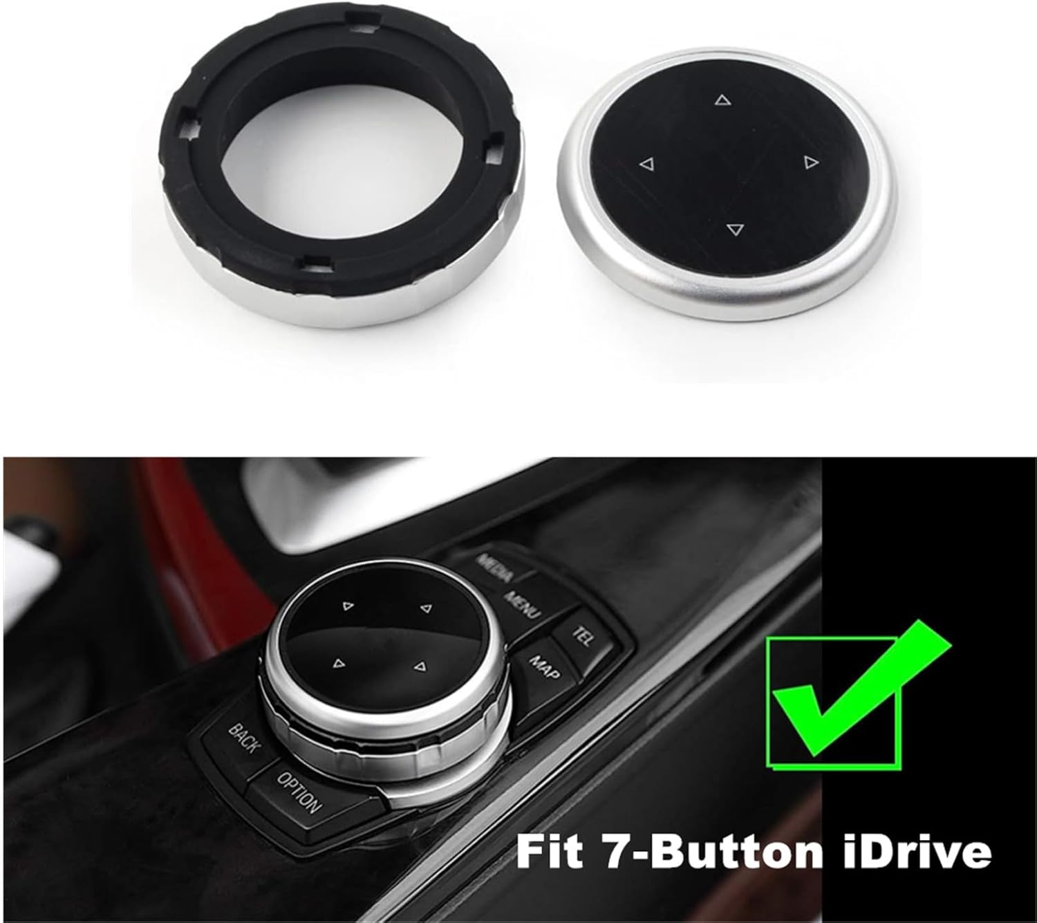 Larger Multimedia Knob Switch Button Cover Trim Compatible with BMW