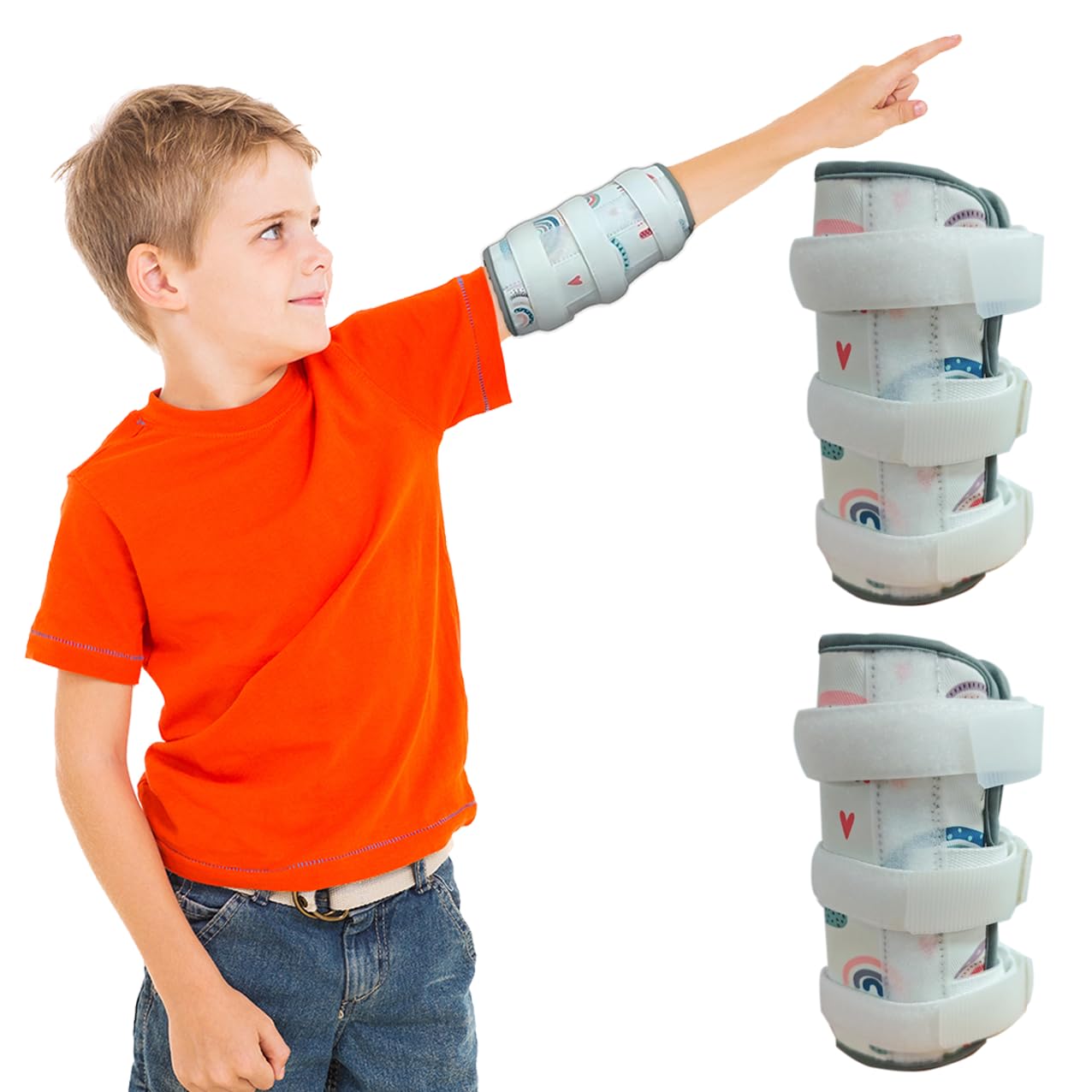 Photo 1 of 2 Pcs Prevents Face Grabbing Nail Biting Treatment for Kids, Thumb Sucking Deterrent Habits, Pulling Iv Tubes, Elbow Immobilizers and Kids Arm Restraint Wraps Prevents Hand to Face(Rainbow)