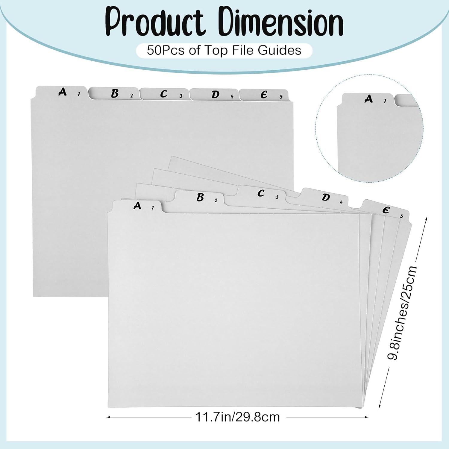 2 Set 50 Pcs Alphabet File Dividers A-z Top Tab Guides Set, Letter Size Filing Organizers 1/5 Cut Alphabetical File Folder Tabs for Home, Office, School(Gray Colors)