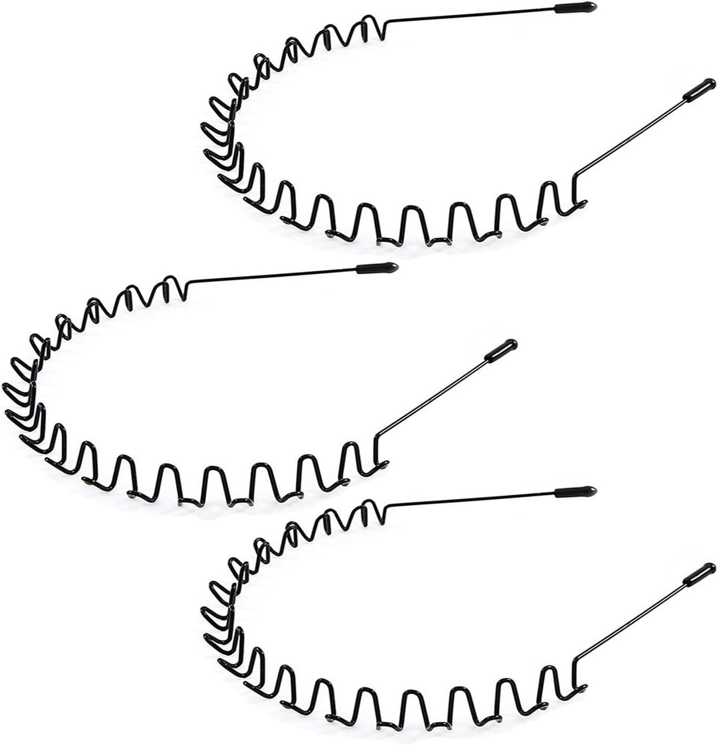 KELUBATU Metal Hair Bands Men's Headband Elastic Zigzag Headbands Outdoor Sports Headbands Fashion Simple Anti-Slip Hair Accessories (3 Pack)