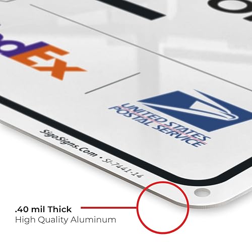 Vista 605 de Cartel de entrega del paquete, letrero de instrucciones de entrega, 10 x 7 pulgadas, aluminio 040 libre de óxido, resistente a la decoloración