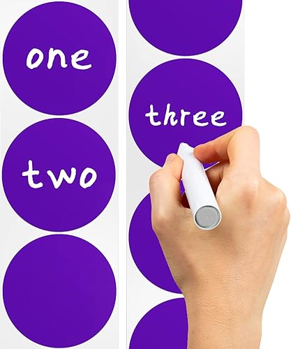 Miniatura 4 de Calcomanías redondas moradas de 0.50 pulgadas con código de color, impermeable, rollo extraíble de 1000 unidades