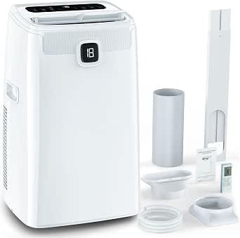 Klimaanlage Mobil 12000BTU, 3-in-1 Mobile Klimaanlage mit Abluftschlauch,Kühlen,Entfeuchten, Luftzirkulation, LED Display&Fernbedienung, 24h-Timer, Leise&Energieeffizient, Für Räume bis zu 132 m³(43㎡)