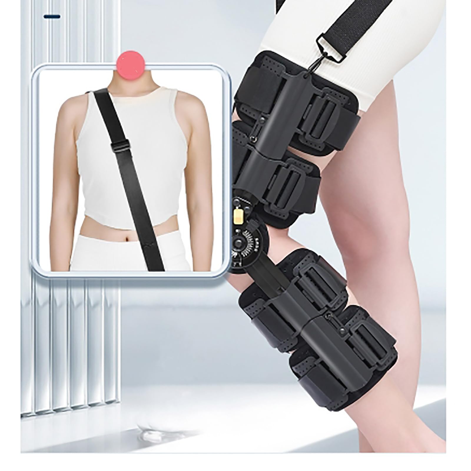 MObyat Ginocchiera in Metallo con Sistema di Scarico Articolato, Tutore Post-operatorio per Ginocchio con Sistema di Scarico Articolato, Riabilitazione Ortopedica, Fissazione Post-operatoria