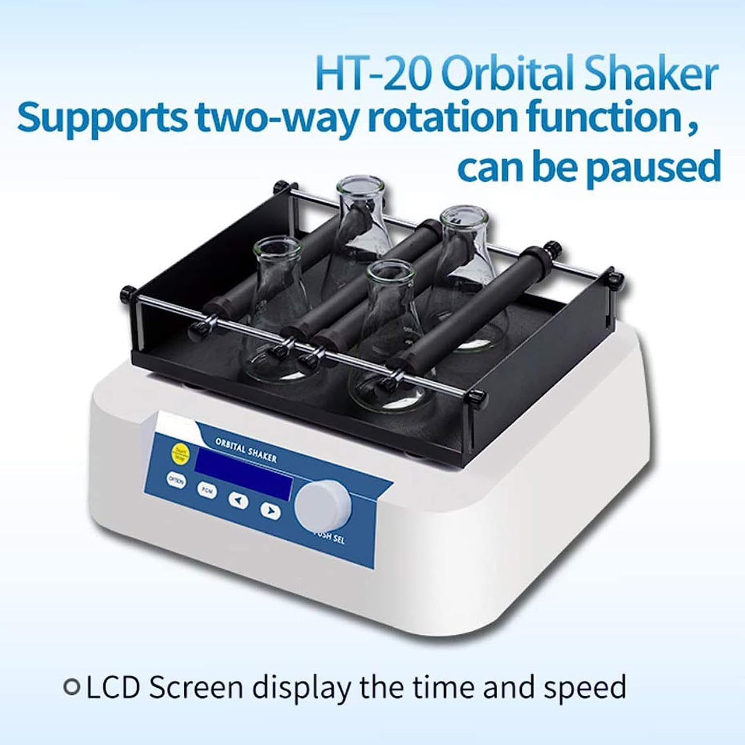 Agitador orbital de laboratorio, oscilador rotador de 50-250 rpm, temporizador digital ajustable de 4 varillas, para frascos de 4 x 250 ml o 6 x 100 ml