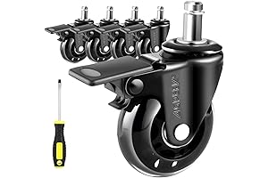 AGPtEK Office Chair Casters with Brake - Safe Locking Casters for Floor Protection