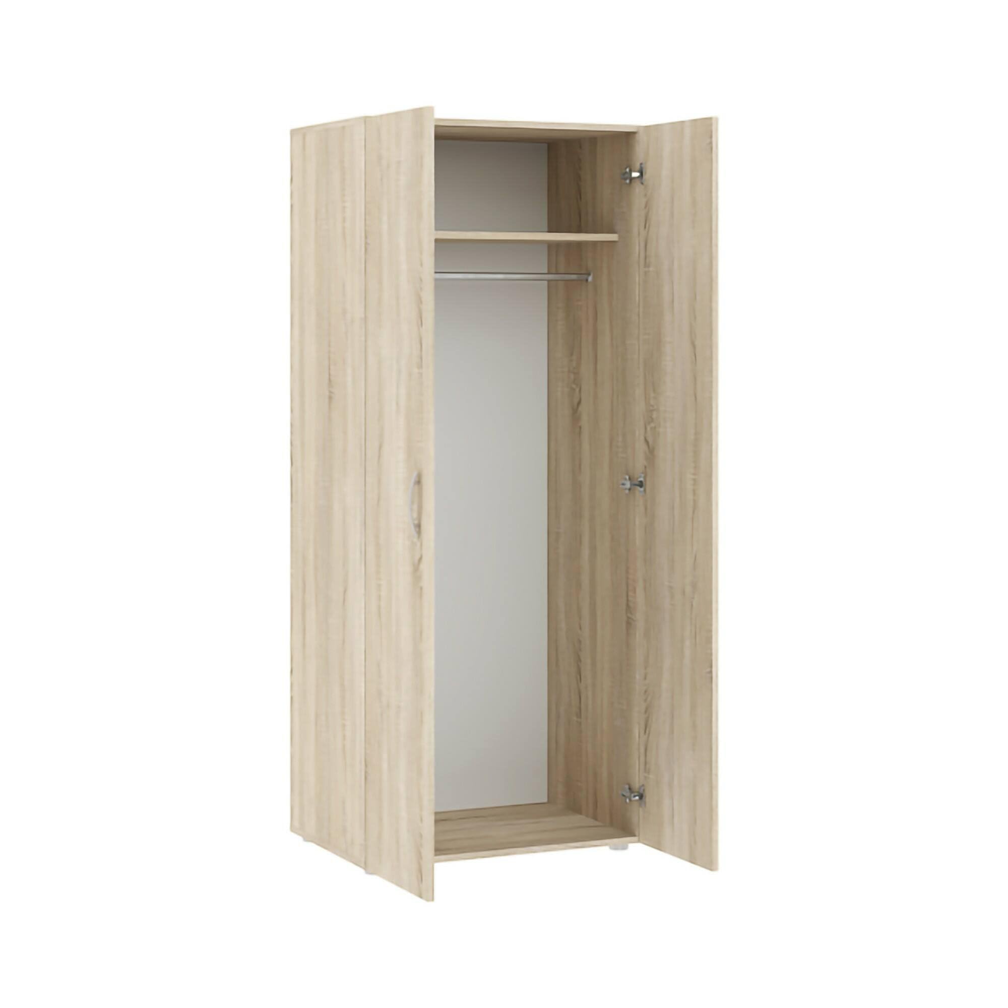 Dmora - Guardaroba 2 ante Cork, Mobile camera da letto, Cabina armadio portabiti, Armadio appendiabiti, 74x52 h179 cm, Rovere