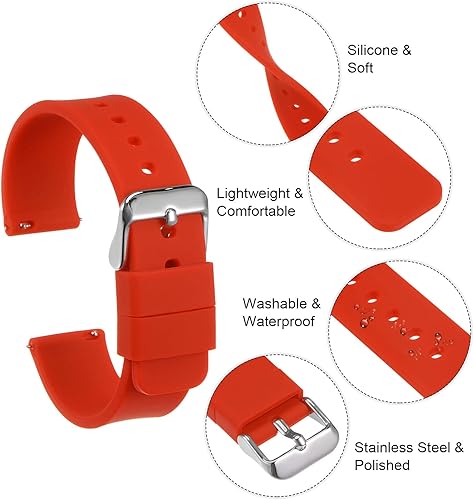 Miniatura 6 de HARFINGTON Correa de reloj de silicona de repuesto de goma suave con hebilla de acero inoxidable para hombres y mujeres