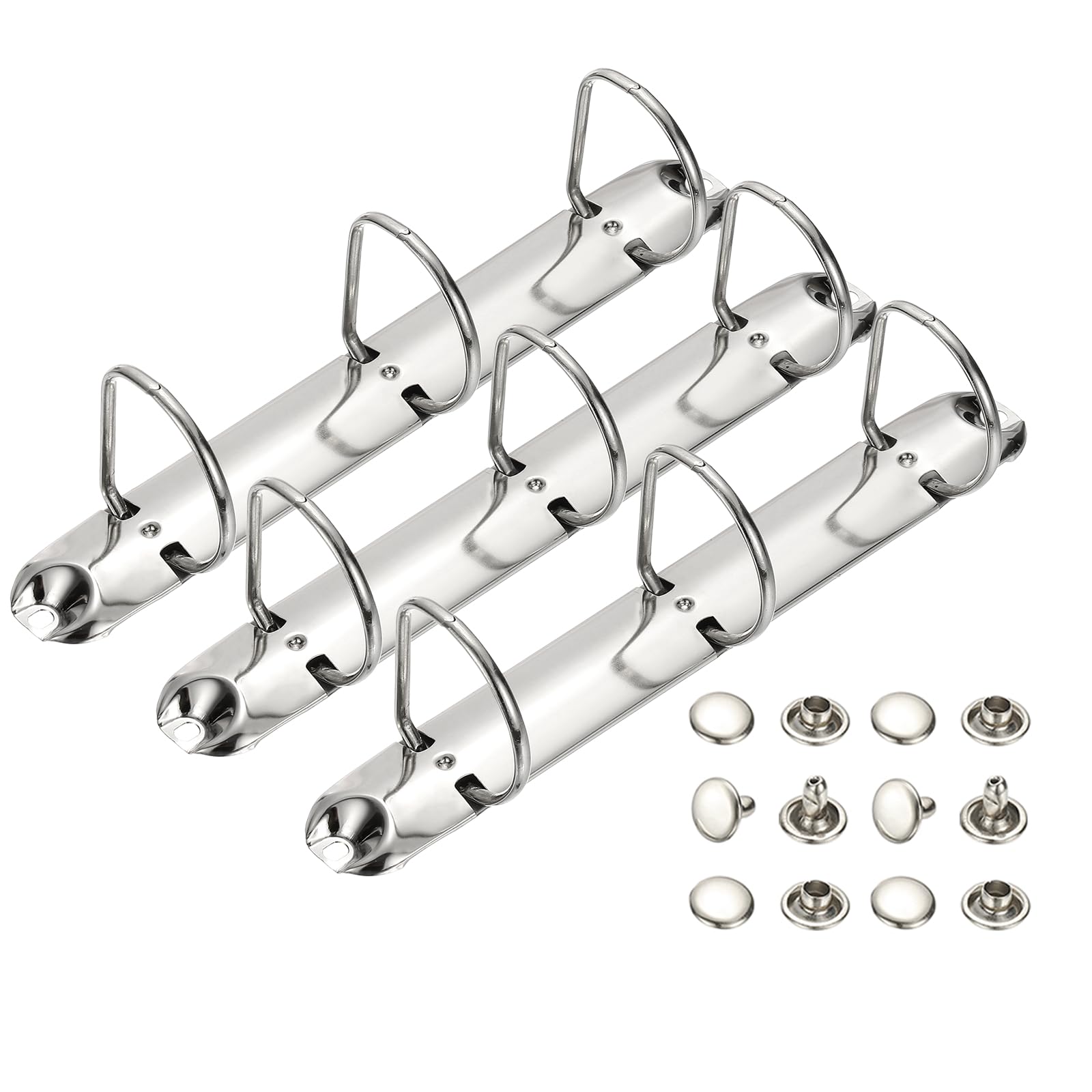 PATIKIL A5 3 Hole Ring Binder Mechanisms, 3 Set 1" D Ring Replacement Binder Planner Loose Leaf Binding Spines for Organizers DIY Fill Paper Storage Folder Accessories, 38mm Silver Tone