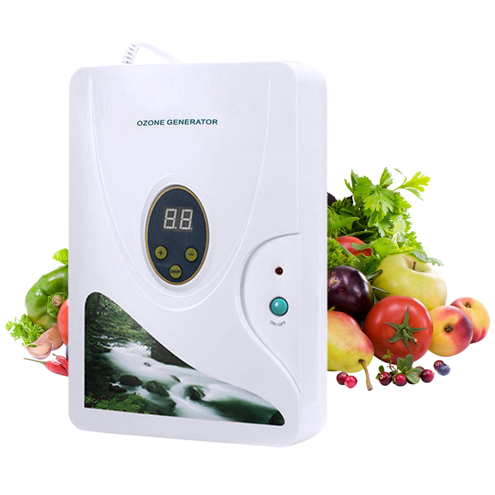 Generador de ozono máquina de limpieza, generador de ozono multiusos 600 mg/h, con función de temporizador e indicador LED, para la limpieza de aire y agua, para frutas, verduras