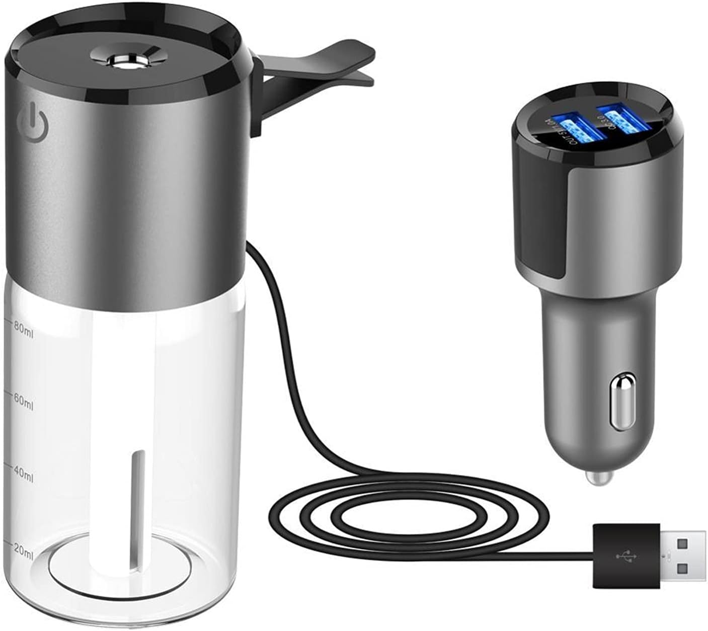 出群 ポータブルカーエア加湿器デュアルusb充電器加湿器車の空気清浄機エアスプレーアロマテラピー