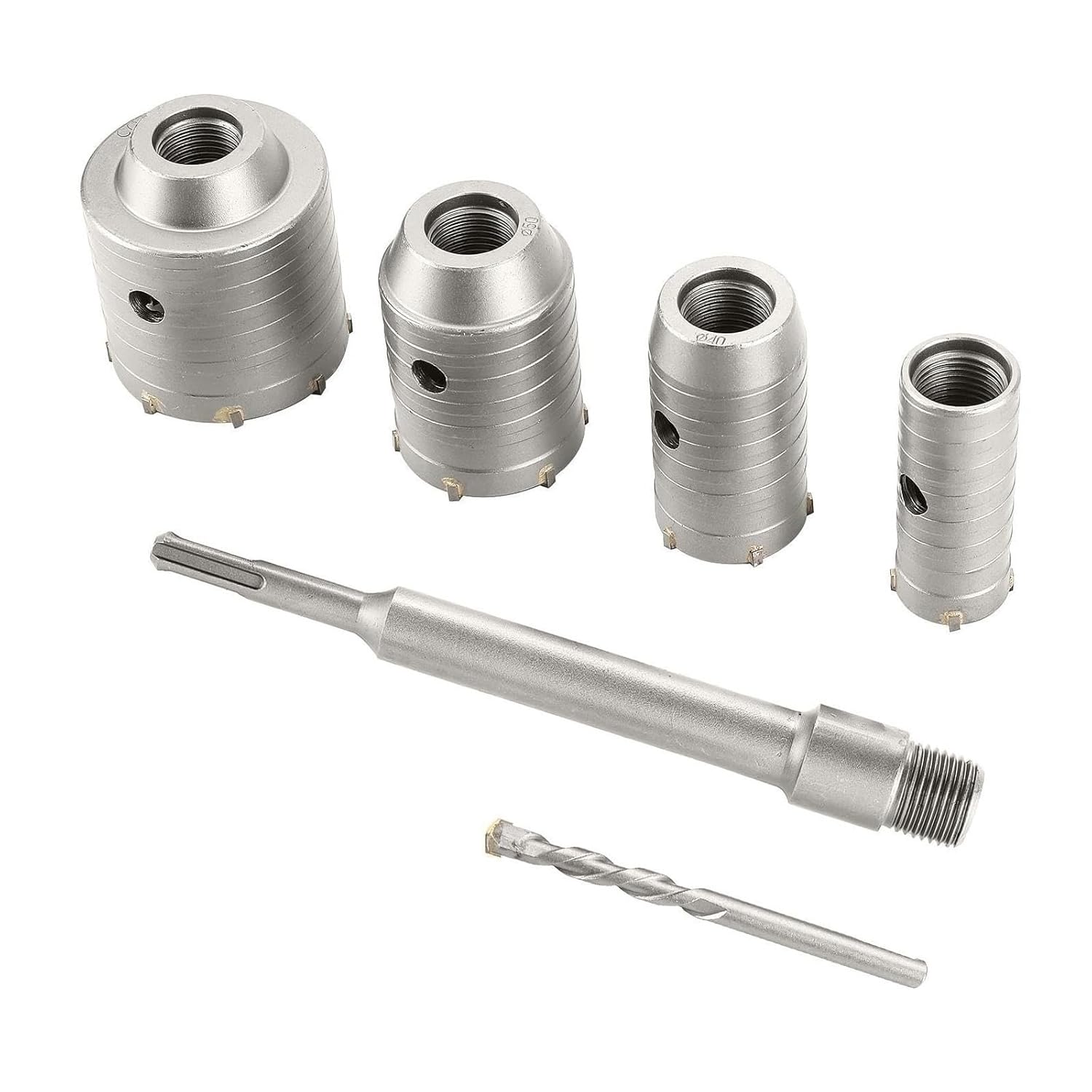 Tungsten Carbide Core Drill Bit Set with SDS Adapter 4 Sets Concrete Hole Saw Kit for Professional Construction Tools, Ideal for DIY Projects,Heavy Duty Use
