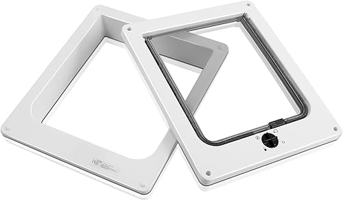 Miniatura 8 de Sailnovo Puerta de gato (tamaño exterior 9.25 x 10.62 pulgadas), bloqueo giratorio de 4 vías para puerta interior exterior, silenciosa, material