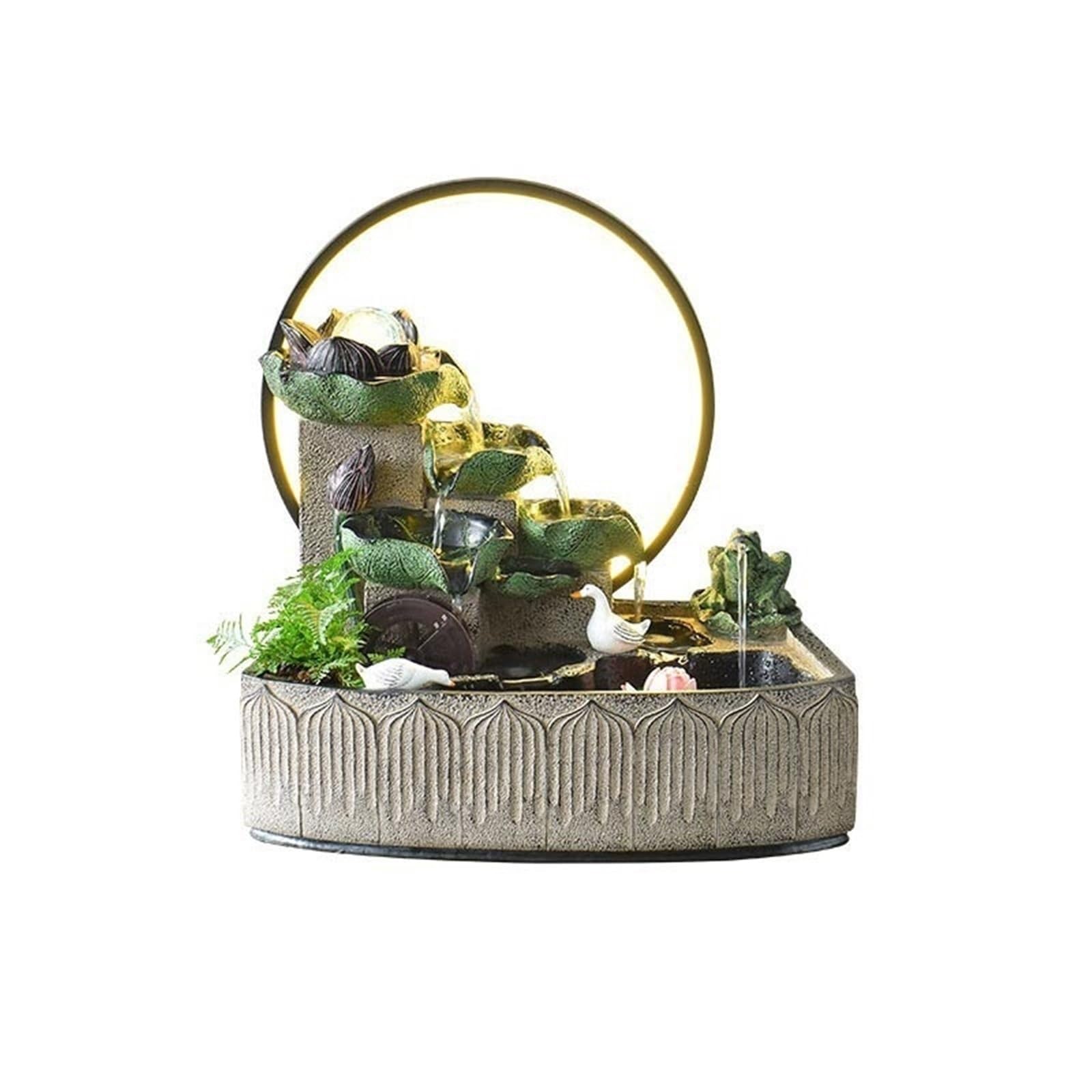 water feature Rockery and Flowing Water Ornaments Circulating Waterscape Desktop Feng Shui Wheel Decoration