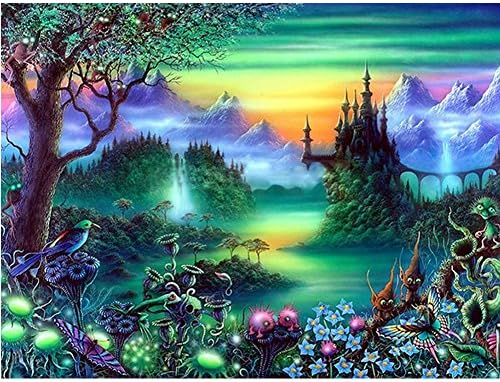 5D Diamond Painting Kits for Adults Fairy Tale Forest Tree Full Drill,DIY Round Rhinestone Embroidery Mosaic Art Kit for Wall Decor - Magic Forest(15.7x11.8in)