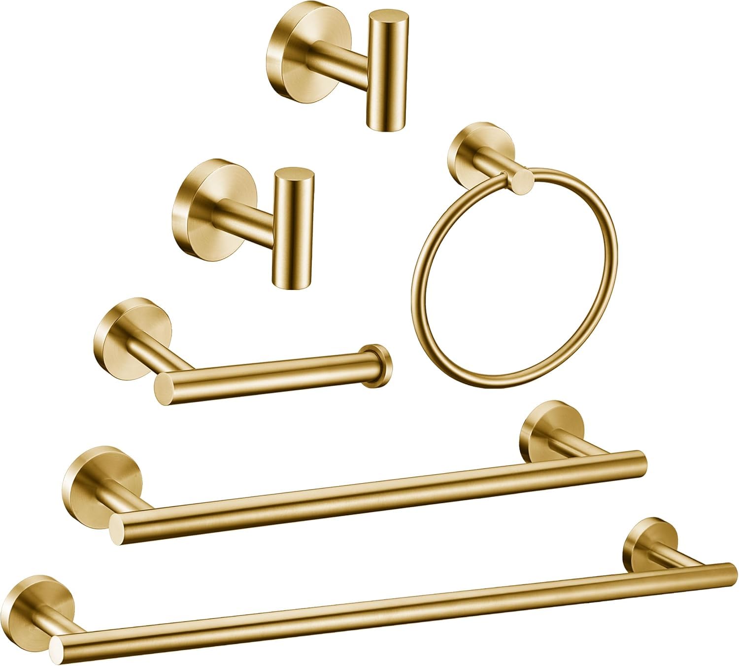 6 Pieces Brushed Nickel Bathroom Hardware Accessories Set Hand Towel Ring 16&23.6 inch Round Towel Bar Silver Toilet Paper Holder Towel Hooks 2 Pieces SUS 304 Stainless Steel,Heavy Duty,Wall Mounted — Amazon image 12
