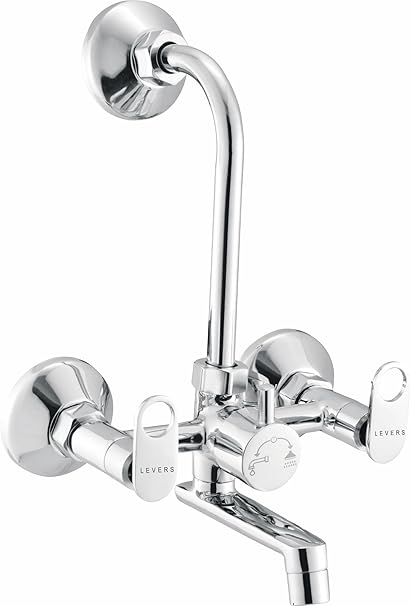 LEVERS Star S-0009 Brass Wall Mixer with Provision for Over Head Shower and 125mm Long Bend Pipe