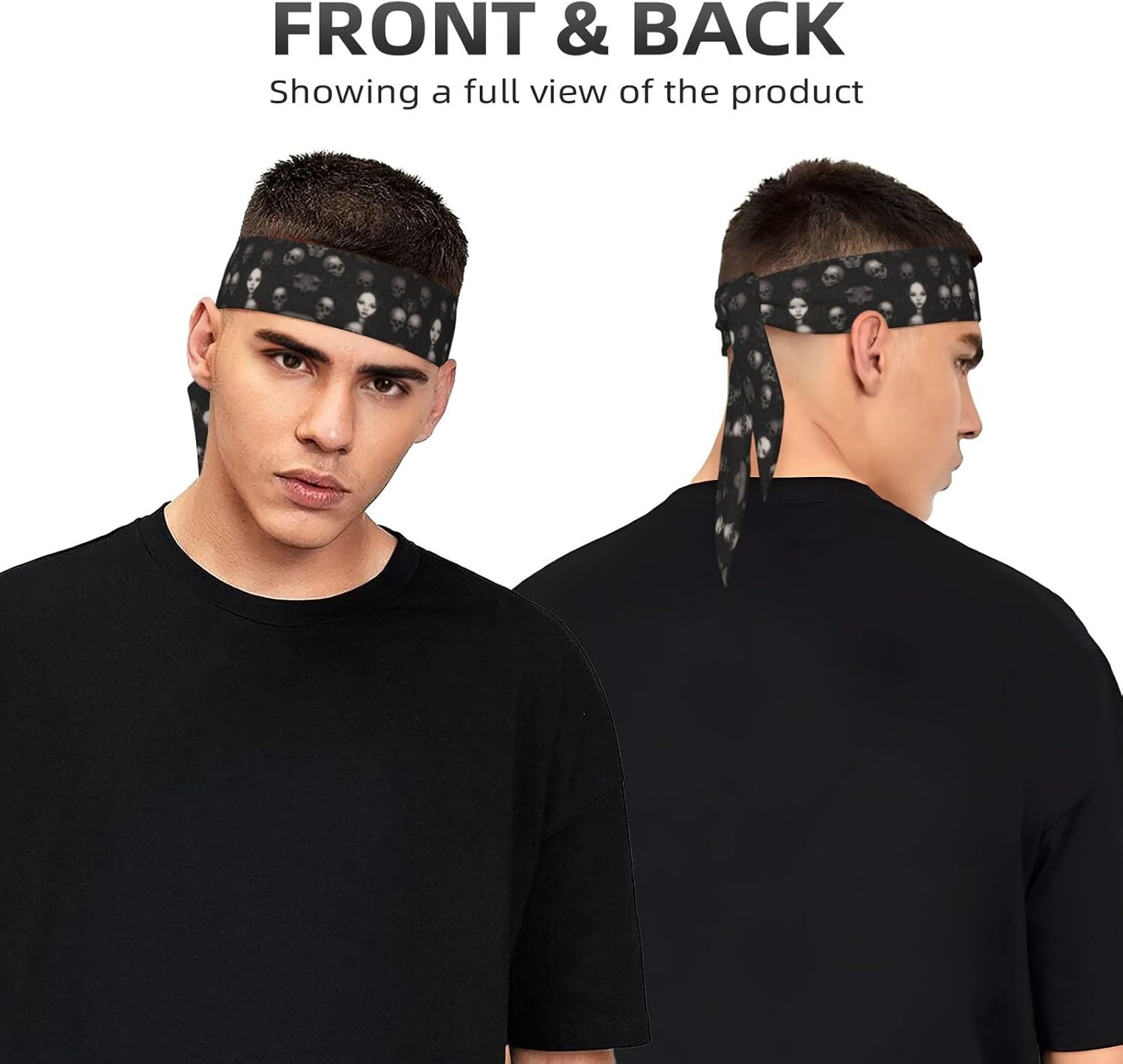 Dark Girl Printed Sports Headband, Double-Sided with Ties, Versatile for Jogging, Cycling, or Exercising.