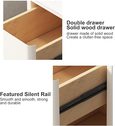 Miniatura 4 de Mesitas de noche de 9.8 15.7 pulgadas de ancho, mesa de noche moderna con 2 cajones, mesita de noche, mesita de noche estrecha (color blanco,