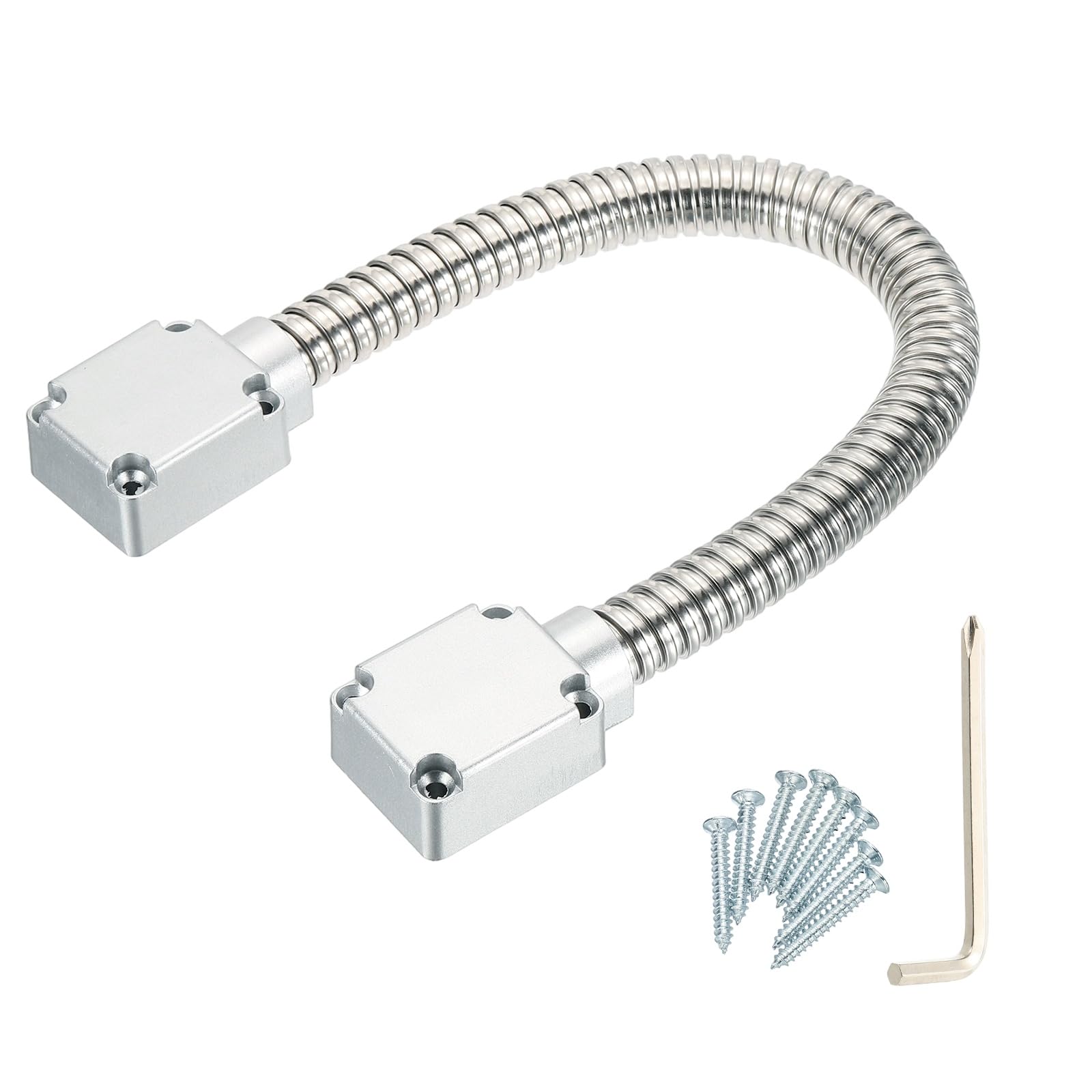 PATIKIL Armored Loop Power Transfer (470mm Long, Fit 14mm(0.55"), Silver) Metal Flexible Gooseneck Exposed Mounting Sleeve Door Cable Protector with Zinc End Cap, Suit for - Access System