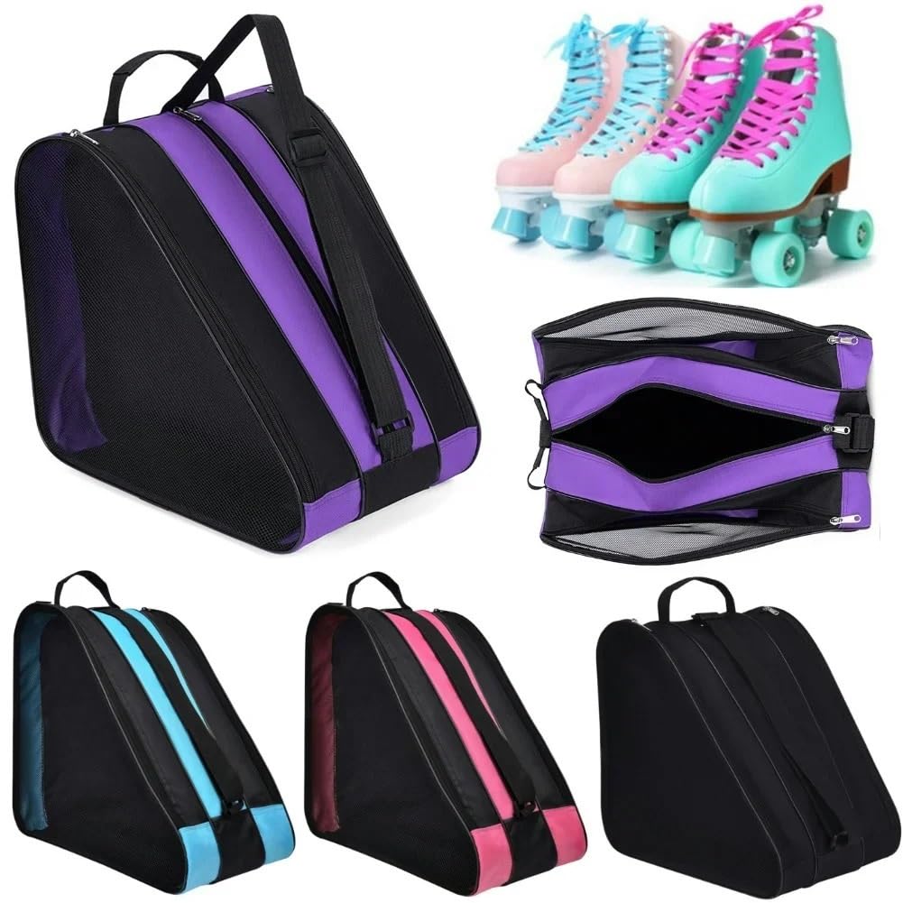 Borsa per pattini a rotelle, scarpe da ghiaccio, tessuto Oxford, scarponi sci e neve, multiscomparto, tracolla per pattinaggio sul per sport