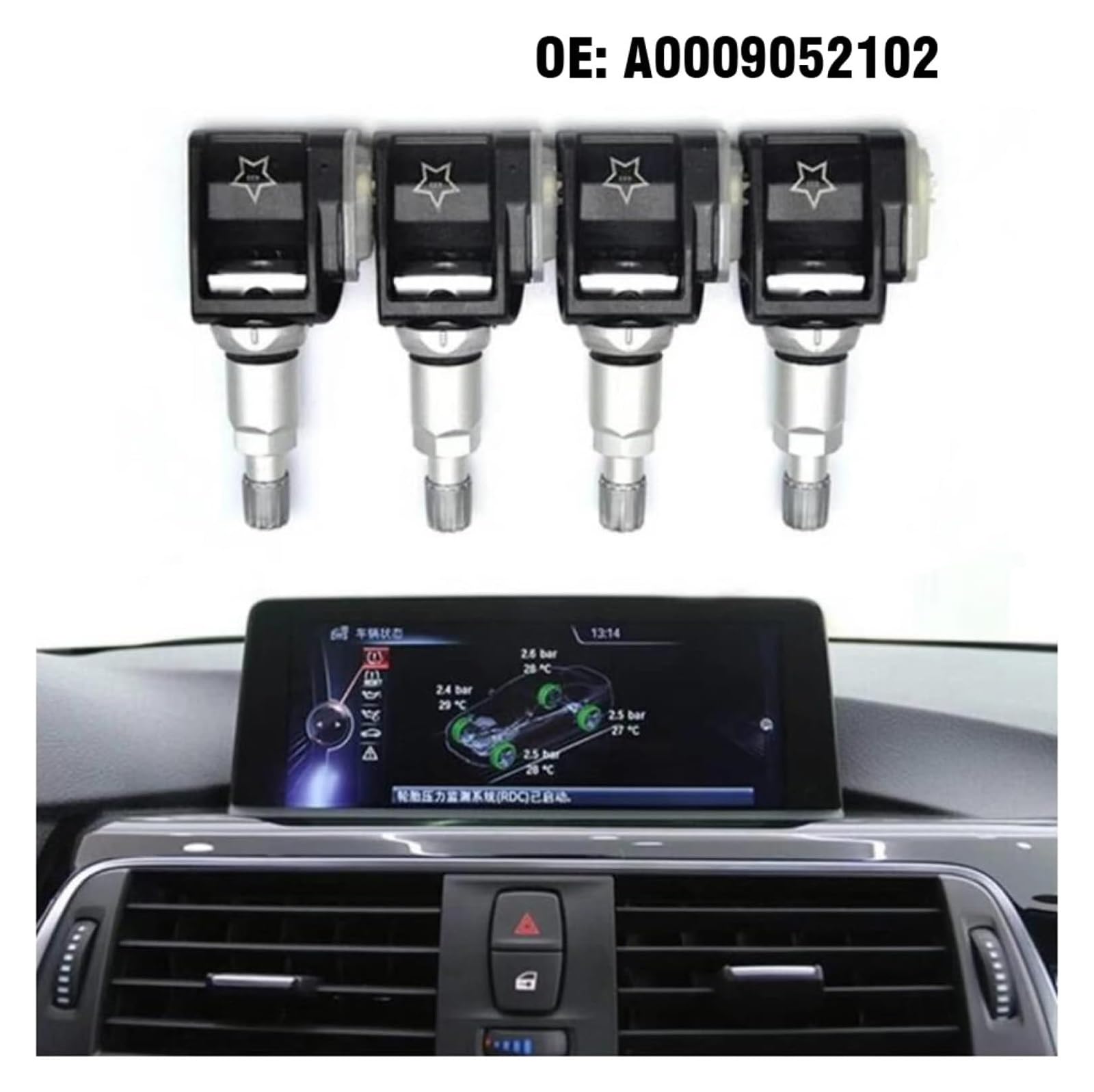 Système Surveillance Pression Pneus pour Mercedes pour B&ENZ Classe E E300 E400 CLS A257 W213 S213 4 Pièces Capteur De Moniteur De Pression des Pneus De Voiture TPMS