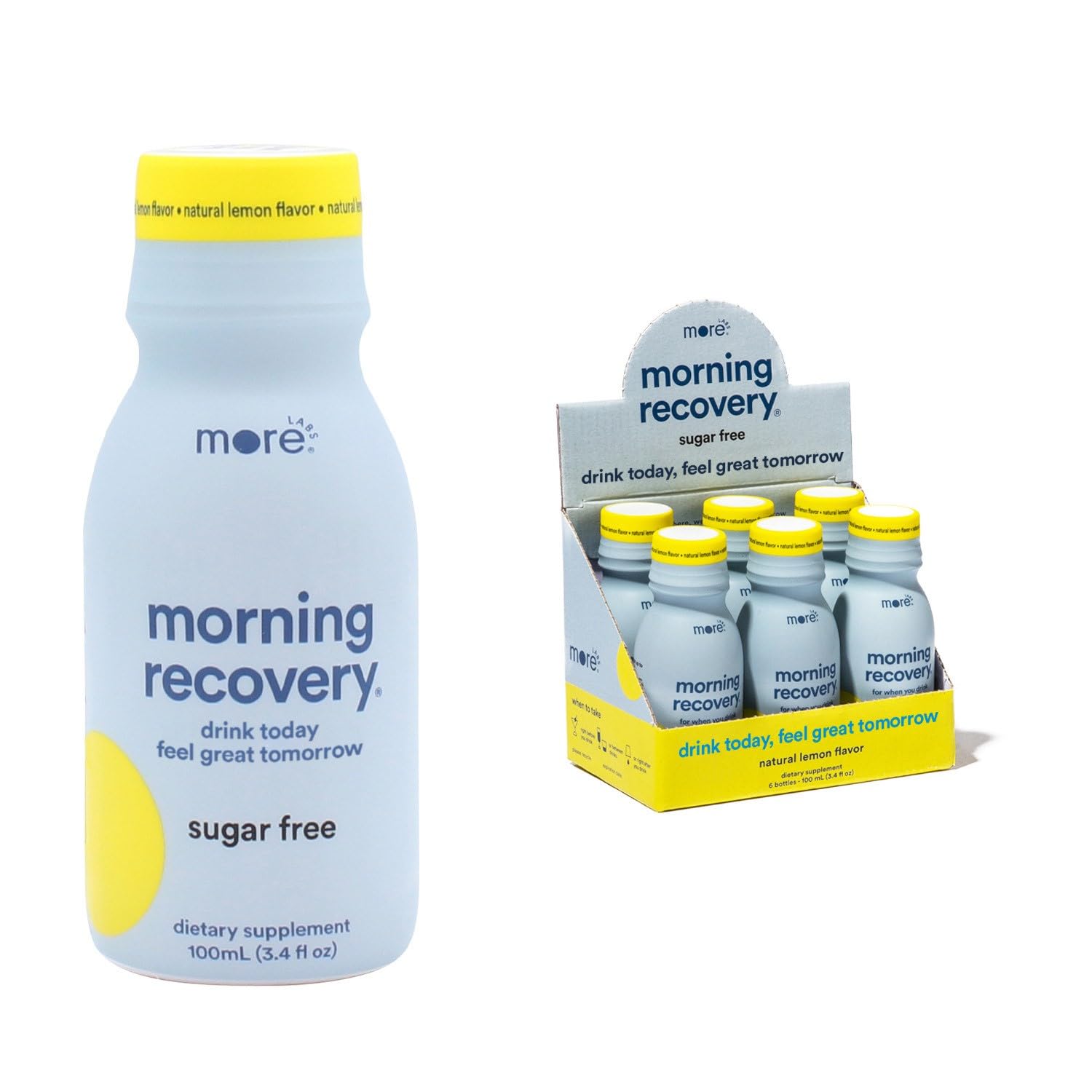 Morning Recovery Electrolyte, Milk Thistle Drink Proprietary Formulation to Hydrate While Drinking, Highly Soluble Liquid DHM, Non GMO, Vegan, Gluten-Free, Sugar-Free Lemon, Pack of 6