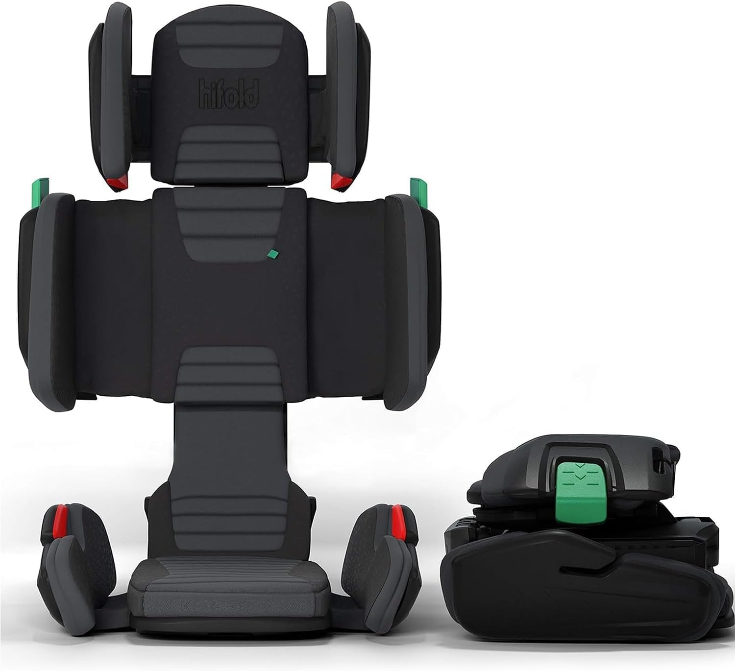 mifold hifold fit-and-fold Highback Booster Seat, – Adjustable Narrow, Foldable Booster Car Seat for Everyday, Travel, Carpooling and More – Slate Grey