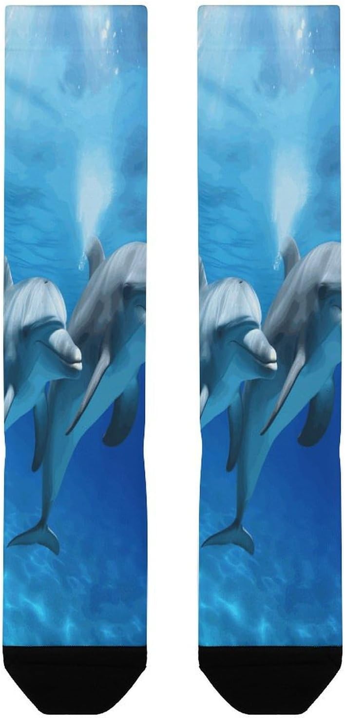 Dolphins in The Ocean Compression Sock Circulation Support Socks Lightweight Knee High Tube Sock Over-The-Calf Sock for Adult