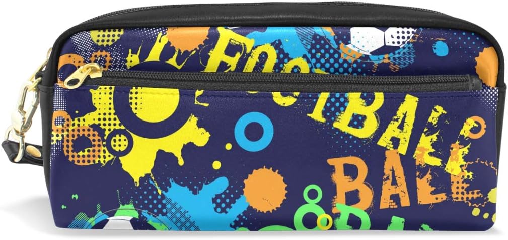 Samau ペンケース 筆箱 おしゃれ 大容量 サッカーボール柄 英字柄 絵文字 ペンポーチ 革 スリム 高校生 中学生 小学生 女の子 男の子 化粧ポーチ 多機能 文房具 プレゼント対応 Samau ペンケース 筆箱 おしゃれ 大容量 サッカーボール柄 英字柄 絵文字 ペンポーチ 革 スリム 高校生 中学生 小学生 女の子 男の子 化粧ポーチ 多機能 文房具 プレゼント対応