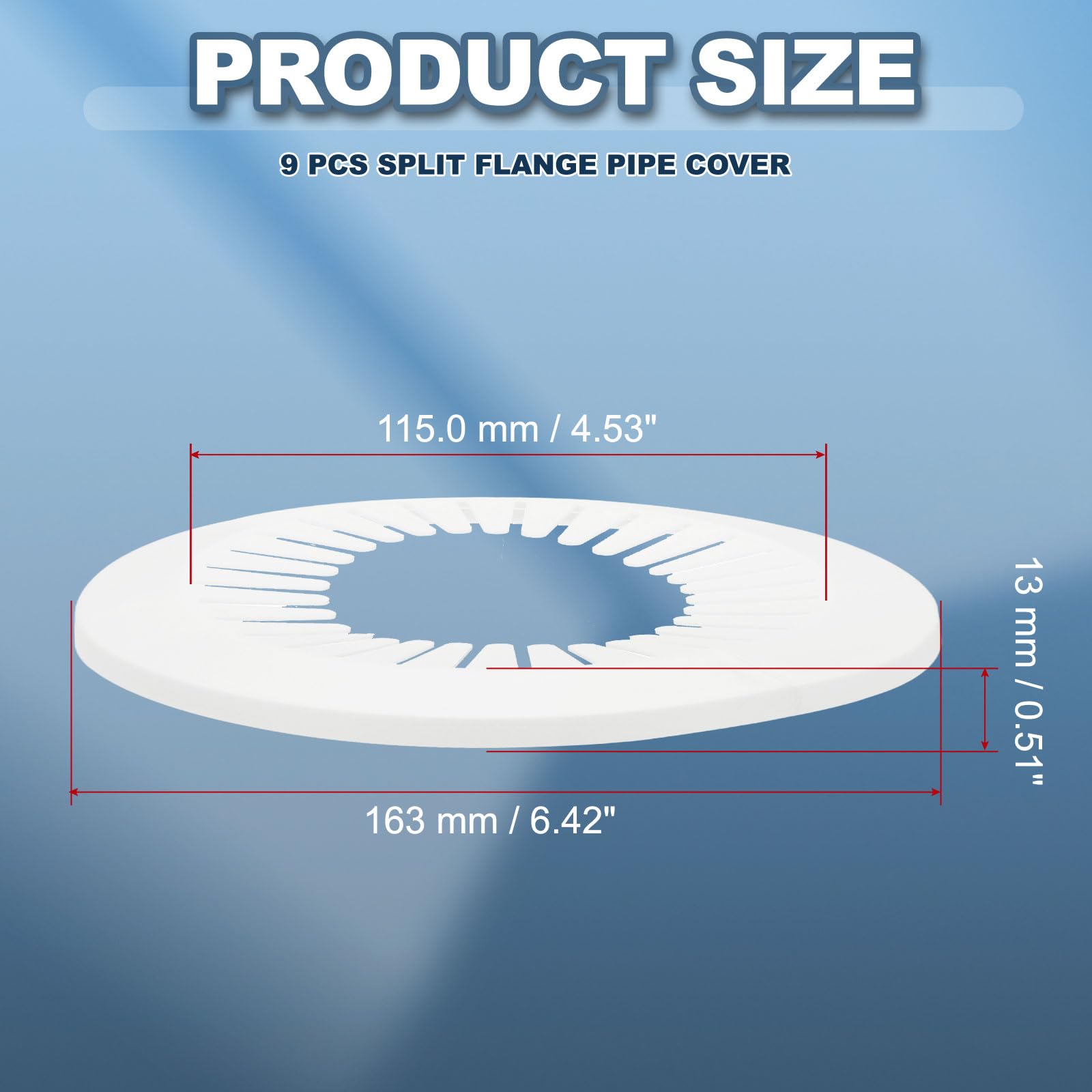 PATIKIL 115mm Plumbing Cover Plates,9PCS Wall Split Flange Pipe Cover Decoration Escutcheon Plate Collar Flange Water Pipe Decoration PP Plastic for Wall Pipe Tube Hole White - Image 2