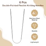 Uxcell 6Pcs 2.25mm Aiguilles flexibles à double pointes 9 1 cm(23mm) Aiguille en acier inoxydable pour les projets faits à la main DIY Tricots