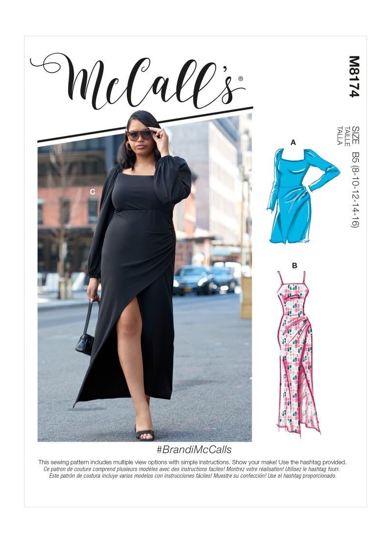 McCall's M8174RR kesim takımı bayanlar için, örgü kazak, elbise, tasarım kodu M8174, kağıt, beyaz, artı ebatlar 18W-24W