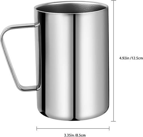 Miniatura 6 de DASHTHER Tazas irrompibles de doble pared de acero inoxidable de 16.9 onzas con asas para camping, café y café de metal (1 unidad)
