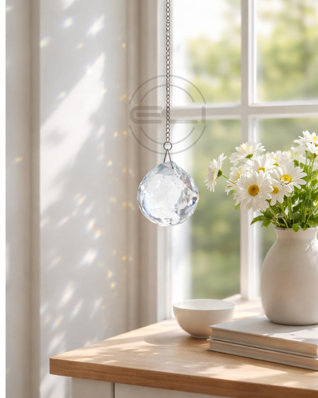 ELI Crystal Ball Suncatcher for Window | 40 mm Premium Faceted Crystal with 12-Inch Chain for Prosperity & Good Luck | Feng Shui Inspired Hanging Decor for Home, Office & Gifts.-image-33