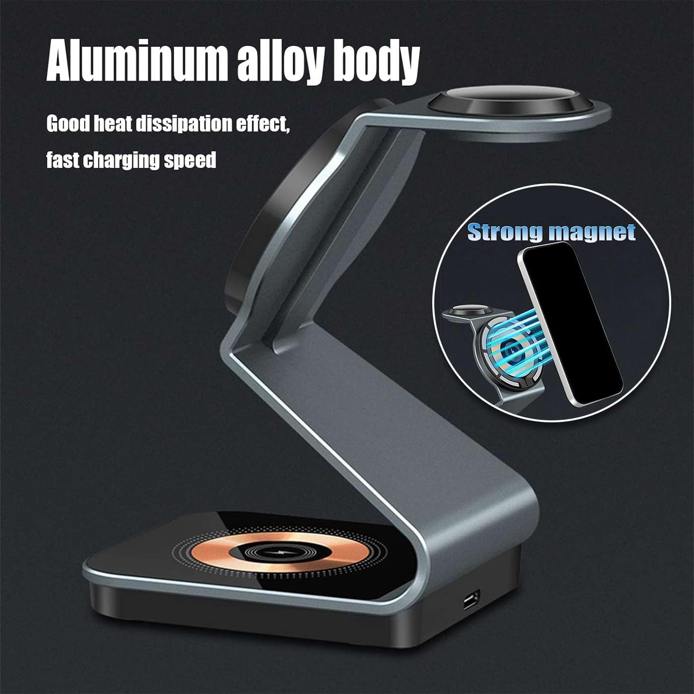 Triomag Charger - 3 in 1 Wireless Charging Station,All in 1 Charger,Clean Desk Wireless Charger,Travel Wireless Charger,Foldable Magnetic Wireless Charger for Mobile Phones,Watches,Headphones (White)