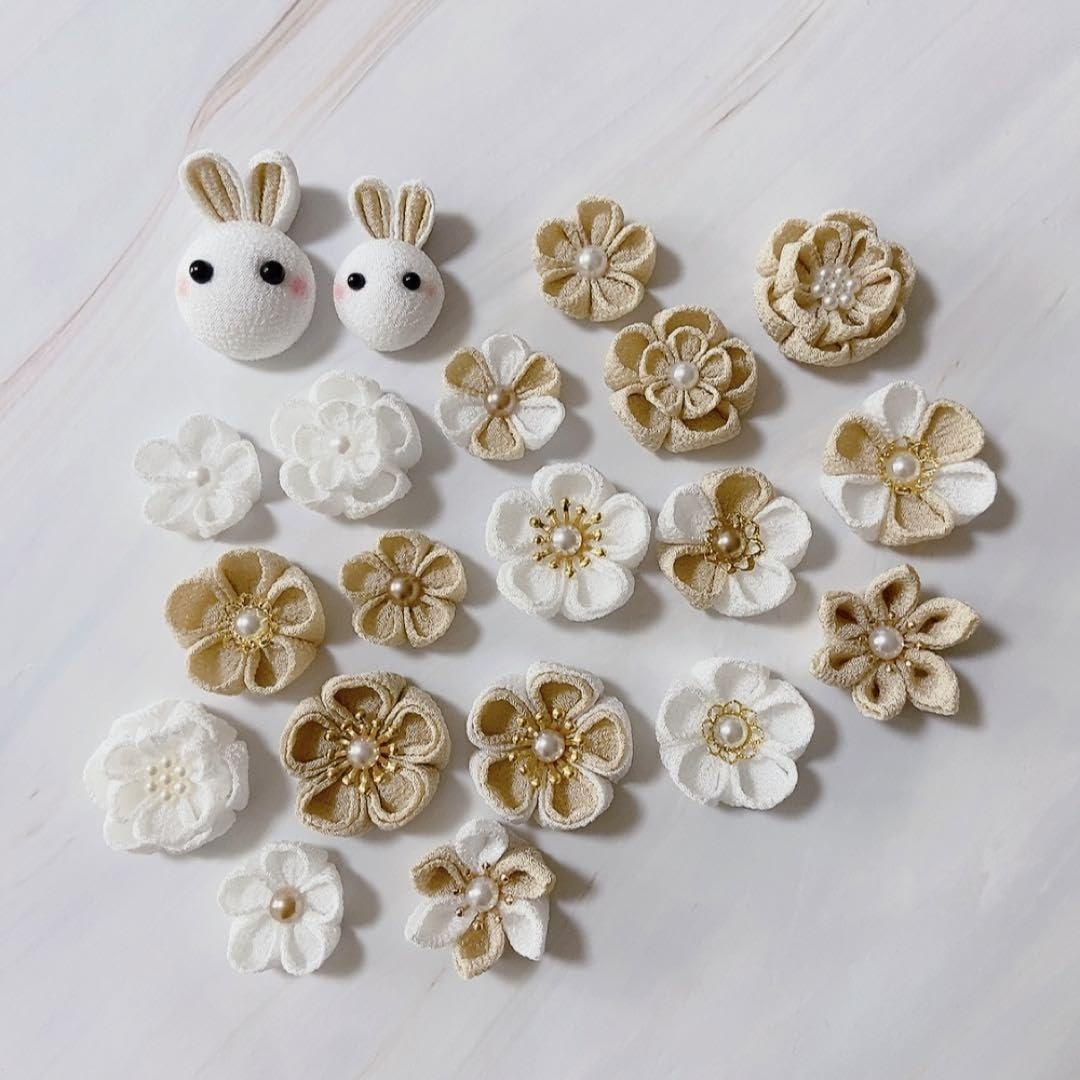 Amazon.co.jp: 和風 飾り かわいい つまみ細工 ちりめん細工 パーツ 