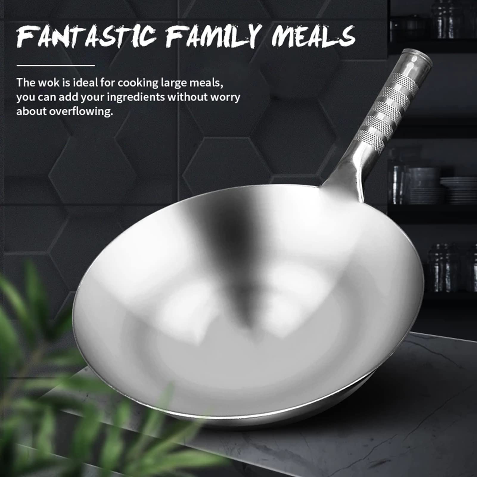 Antihaft Topf Pfanne, Kratzfester und Mehrzweck Wok, Einfach Zu Verwenden Wokpfanne für Alle Herdarten Inkl. Induktion, Edelstahl, Glas (32cm)
