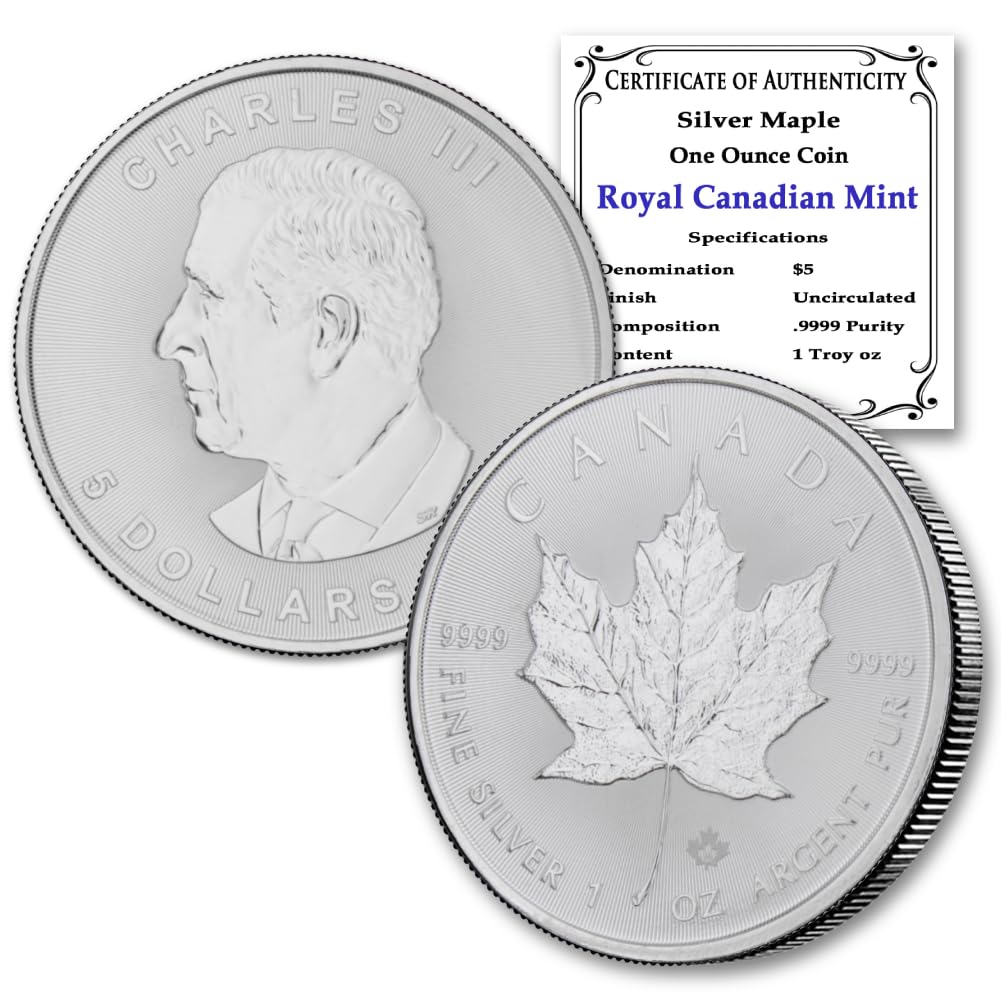 2026 1 oz Canadian Maple Leaf Silver Coin Brilliant Uncirculated with Certificate of Authenticity $5 Seller BU