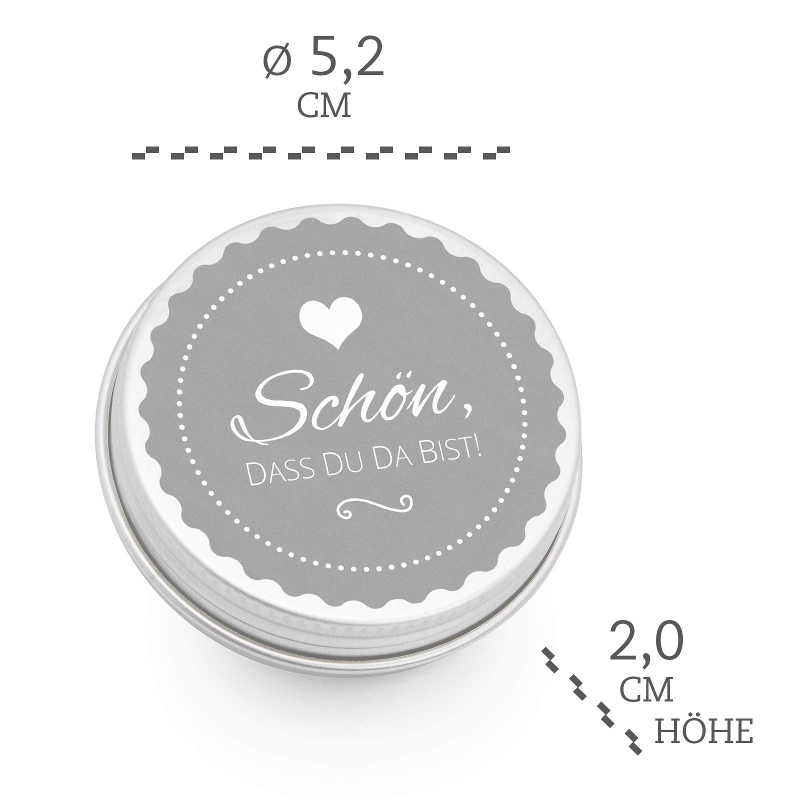 DeinBonbon 20x Gastgeschenk Mini Dose DIY Süßigkeiten und Stickerbogen | Hochzeit, Geburtstag, Taufe & Kommunion (Blau, Fruchtgummi Herzen)