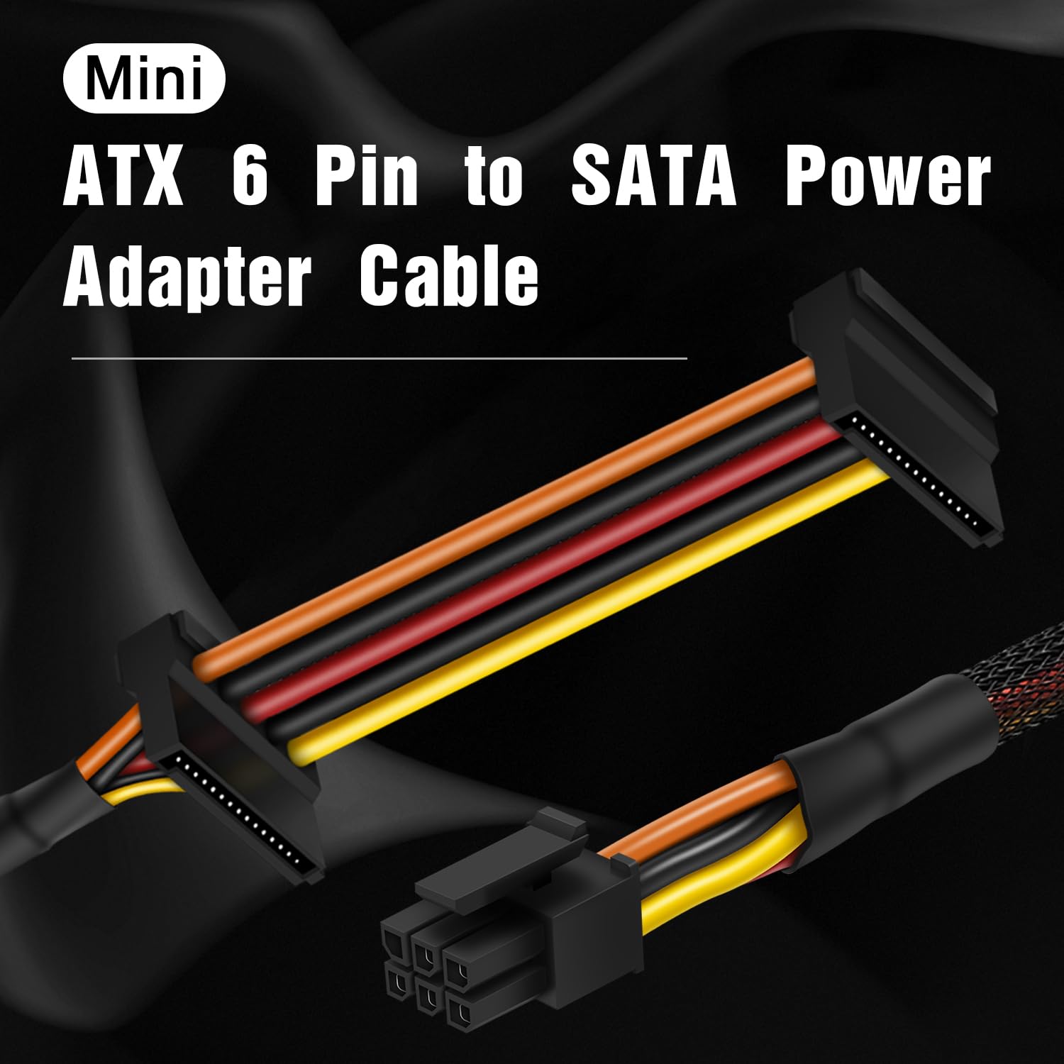 COMeap SATA Power Cable, Right-Angle SATA 15 Pin x2 to Mini 6 Pin ATX Adapter for Dell CT1250/ ECT1205/ ECT1250/ QCT1250/ QCS1250, Compatible with SATA HDD/SSD/Optical Drive Expansion 17-inch(45cm)