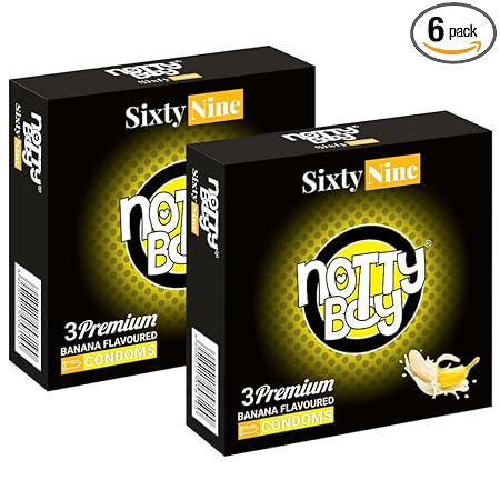NOTTY BOY Ultra Thin Banana Flavoured Condoms For Men Without Dotted - 6 Count
