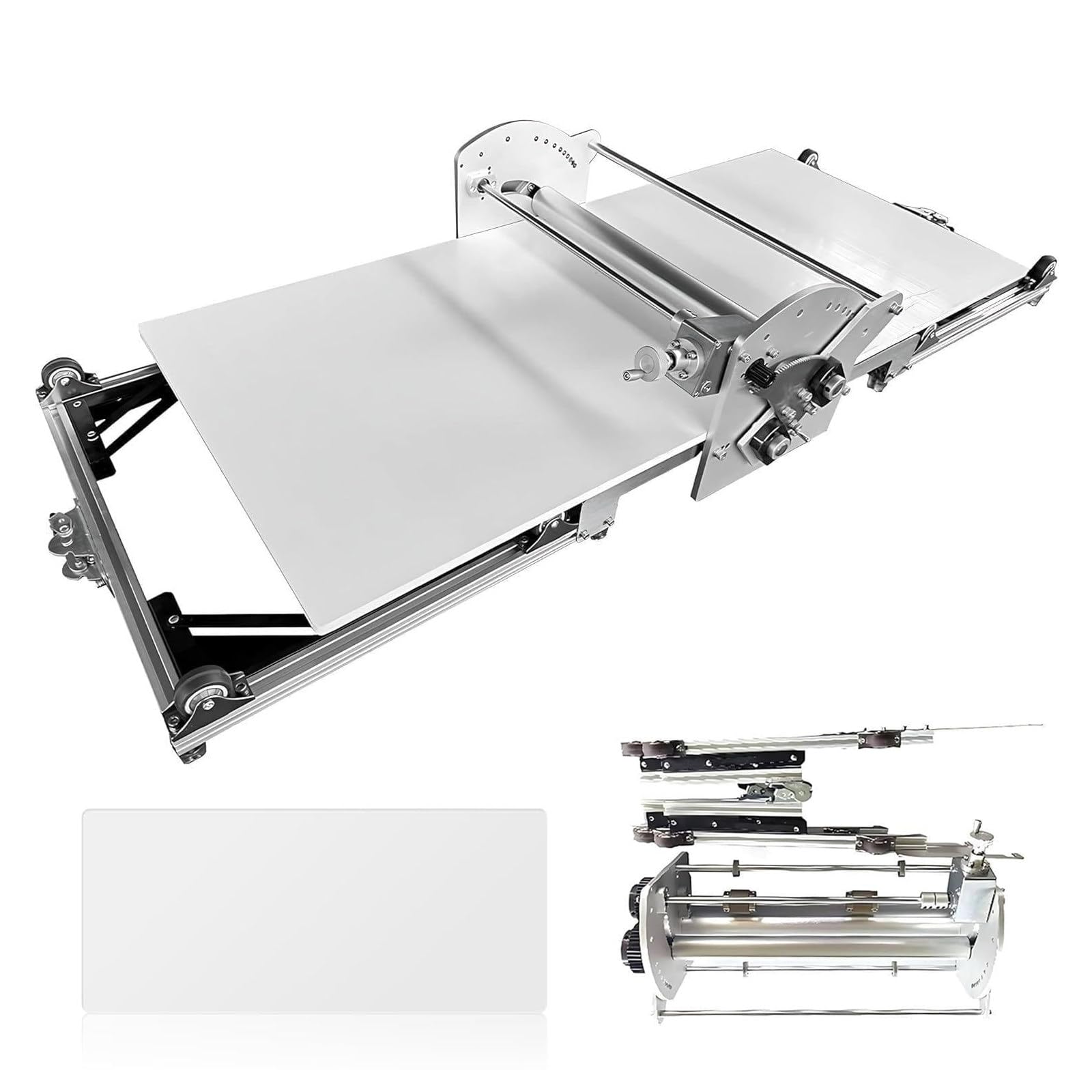 YXYLJOZ Stainless Steel Electric Dough Sheeter Machine for Croissants, Pastries, Pizza & Puff Pastry - Professional Countertop Roller, 220V Bakery Equipment